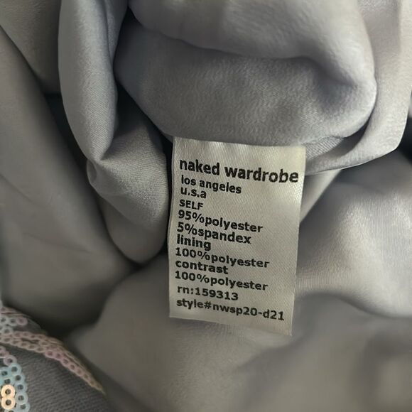 NWT Naked Wardrobe Sequin Sweetheart Spaghetti Strap Mini Dress in Purple Blue M - Picture 13 of 13